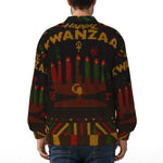 HAPPY KWANZAA BLC Unisex V-neck Knitted Fleece Cardigan With Button Closure