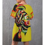 MADRAS CHWITY Women's Drop-Shoulder T-Shirt with Side Split and Shorts (Plus Size)