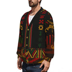 HAPPY KWANZAA BLC Unisex V-neck Knitted Fleece Cardigan With Button Closure