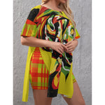 MADRAS CHWITY Women's Drop-Shoulder T-Shirt with Side Split and Shorts (Plus Size)