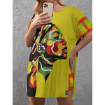 MADRAS CHWITY Women's Drop-Shoulder T-Shirt with Side Split and Shorts (Plus Size)