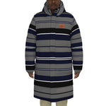 STRIPES NAVYGREY Unisex Long Down Jacket