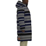 STRIPES NAVYGREY Unisex Long Down Jacket