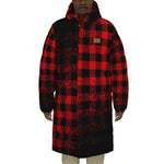 DUSTY PLAID RED Unisex Long Down Jacket