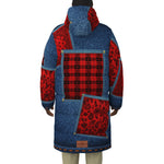 DENIM RED Unisex Long Down Jacket
