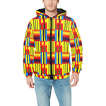 KENTE BLUE PADDED HOODIE JACKET Men's Padded Hooded Jacket