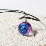 Planet Crystal Stars Ball  Leather Chain Pendants