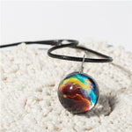 Planet Crystal Stars Ball  Leather Chain Pendants