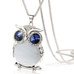 Women Owl Pendant Diamond Sweater Chain Long Necklace