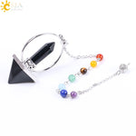 Reiki Healing 7 Chakra Natural Stone Pendulum for Dowsing Hexagonal Pyramid White Pink Crystal Obsidian Pendants