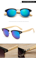 Malcom X Handmade Bamboo Wood Lens Without Border Sunglasses