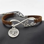 Fashion Love Infinity Eyes of Horus Lucky Charms Leather Bracelets