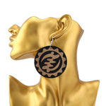 Adinkra NYAME YE OHENE Symbol Natural Wood Drop Earrings