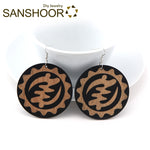Adinkra NYAME YE OHENE Symbol Natural Wood Drop Earrings