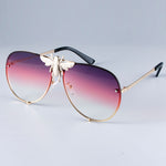 Big Bee Retro Pilot Luxury Metal Sunglasses Gradient Lenses