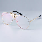 Big Bee Retro Pilot Luxury Metal Sunglasses Gradient Lenses
