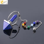 Reiki Healing 7 Chakra Natural Stone Pendulum for Dowsing Hexagonal Pyramid White Pink Crystal Obsidian Pendants