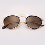 Glass lens mirror round double bridge Shades