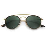 Glass lens mirror round double bridge Shades